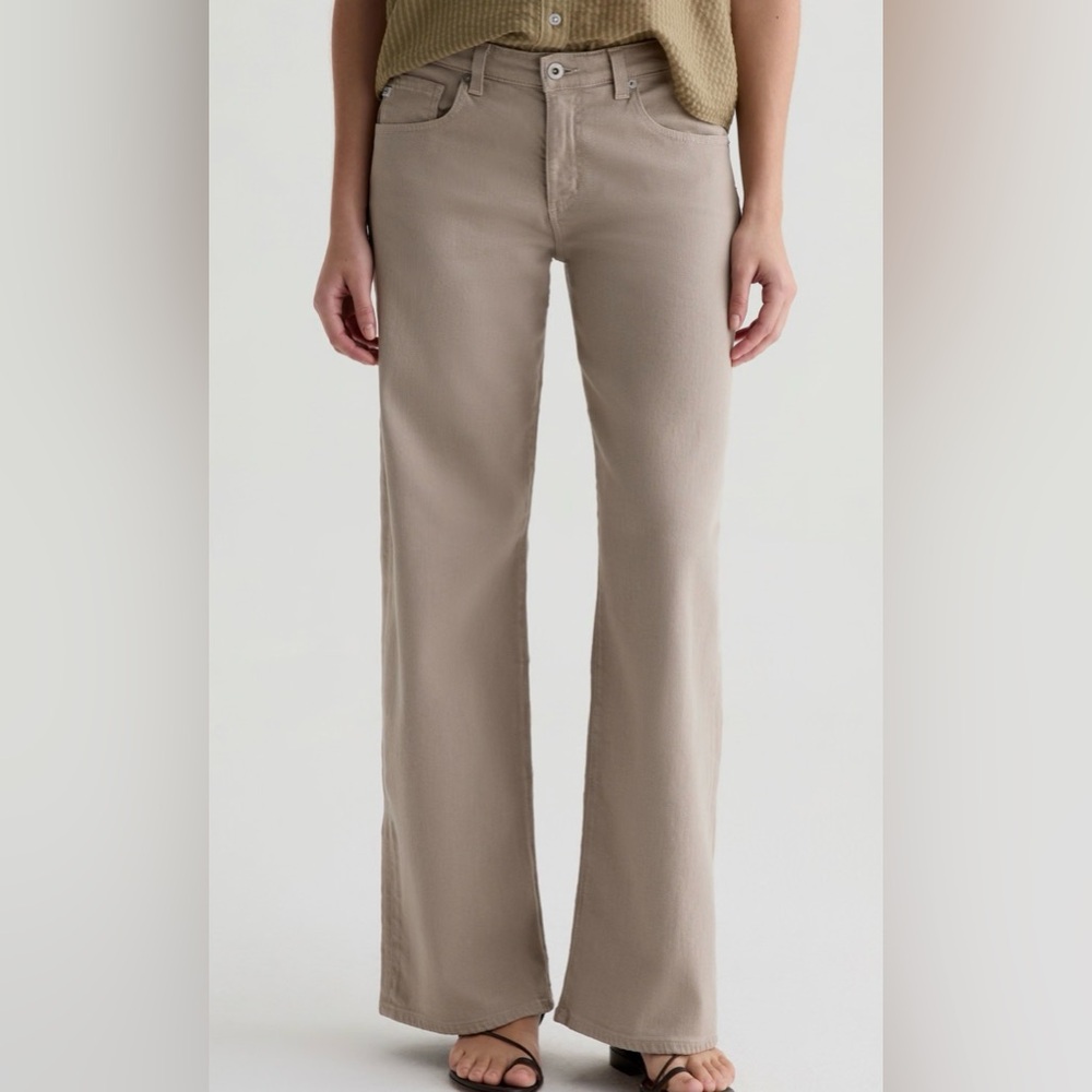 Agolde Adria Jeans Low Rise Wide Leg In Simple Taupe Japanese Fabric Soft Comfy